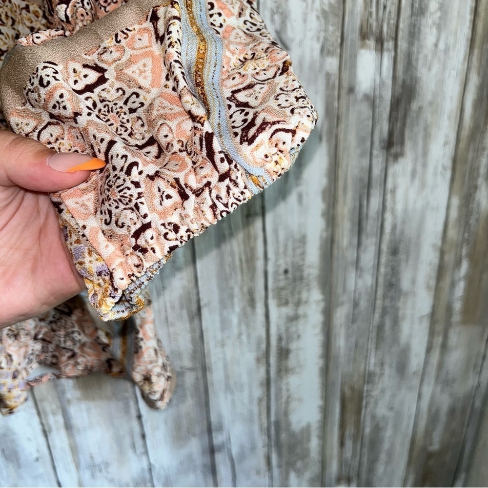 Savanna Jane Floral Patchwork Boho Peasant Blouse Tie Neck Top S - Picture 7 of 7